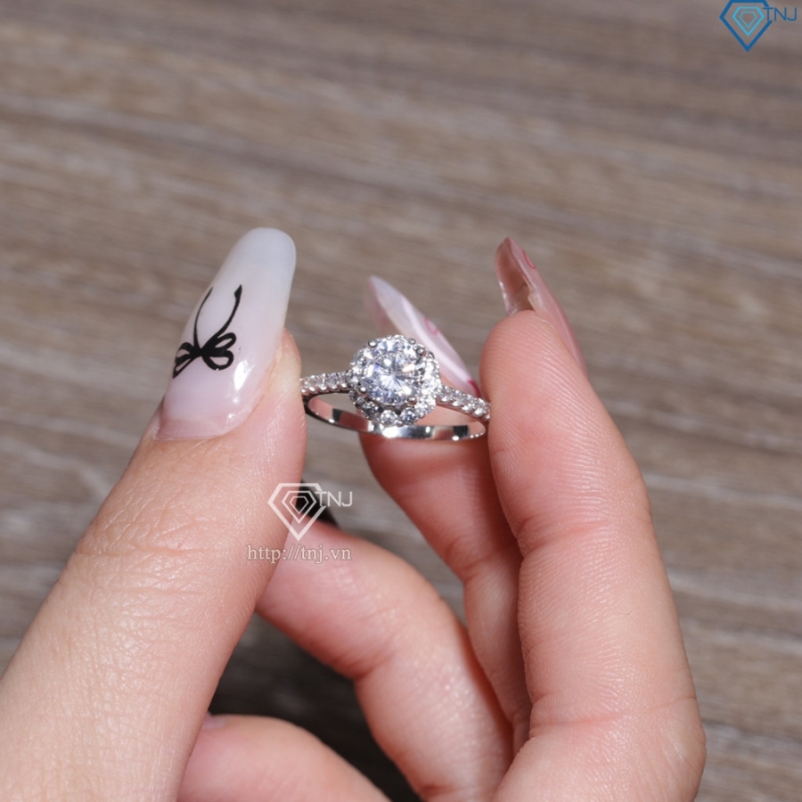 Nhẫn bạc nữ xi kim đính đá trắng NN0566-XK