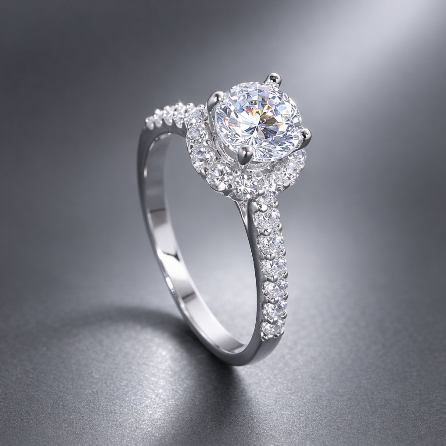 Nhẫn bạc nữ xi kim đính đá trắng NN0566-XK