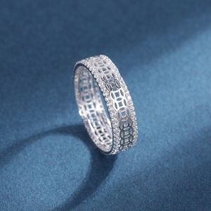 Nhẫn bạc nữ dạng tròn kim tiền xi kim NN0570-XK