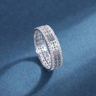 Nhẫn bạc nữ dạng tròn kim tiền xi kim NN0570-XK