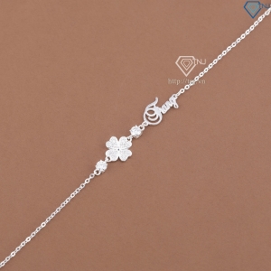 Lắc tay nữ hình cỏ 4 lá đính kim cương Moissanite 4mm LTNM0031