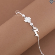 Lắc tay nữ hình cỏ 4 lá đính kim cương Moissanite 4mm LTNM0031