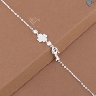 Lắc tay nữ hình cỏ 4 lá đính kim cương Moissanite 4mm LTNM0031