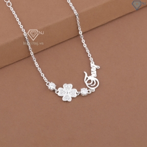 Lắc tay nữ hình cỏ 4 lá đính kim cương Moissanite 4mm LTNM0031