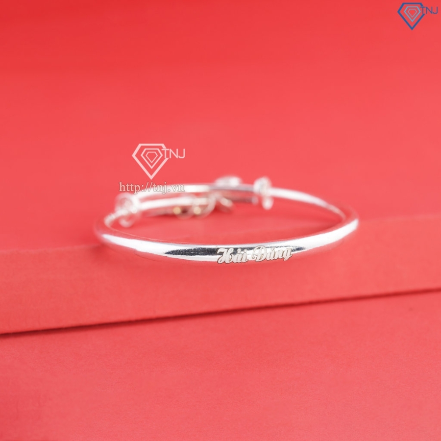 Lắc bạc dạng kiềng cho bé sơ sinh khắc tên hình con ngựa LTT0229