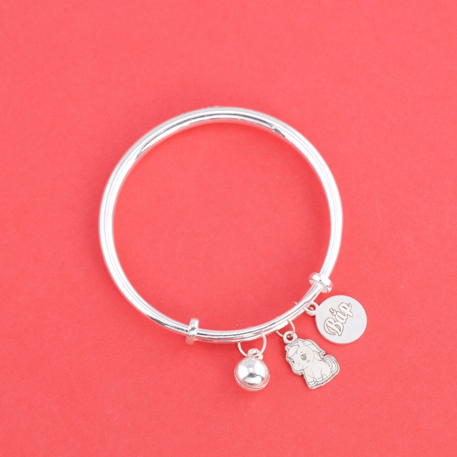 Lắc bạc dạng kiềng cho bé sơ sinh khắc tên hình con ngựa LTT0229