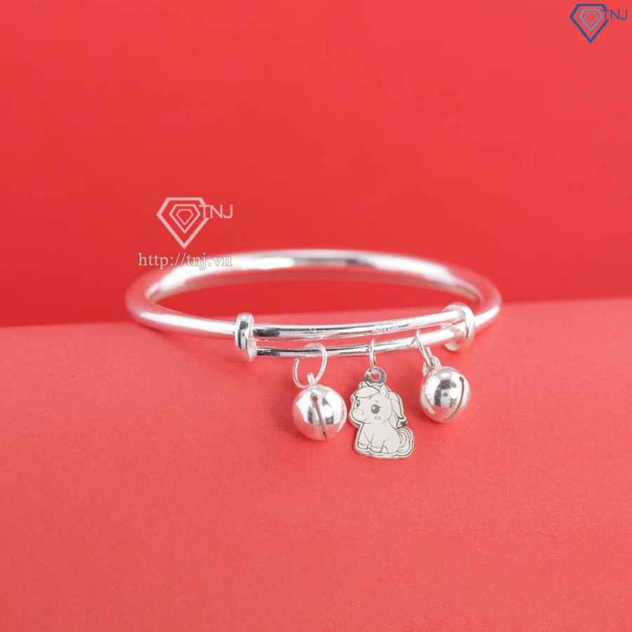 Lắc bạc dạng kiềng cho bé sơ sinh khắc tên hình con ngựa LTT0230
