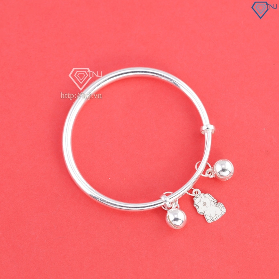 Lắc bạc dạng kiềng cho bé sơ sinh khắc tên hình con ngựa LTT0230