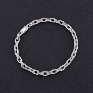 Lắc tay mắt xích cho nam đính full kim cương Moissanite bản 4mm LTAM0017