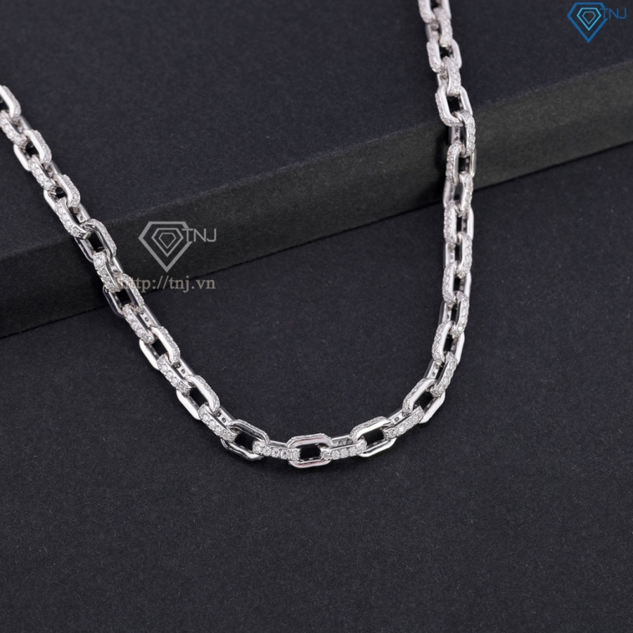 Lắc tay mắt xích cho nam đính full kim cương Moissanite 4mm LTAM0017