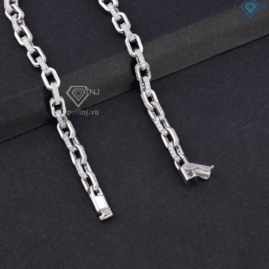 Lắc tay mắt xích cho nam đính full kim cương Moissanite 4mm LTAM0017