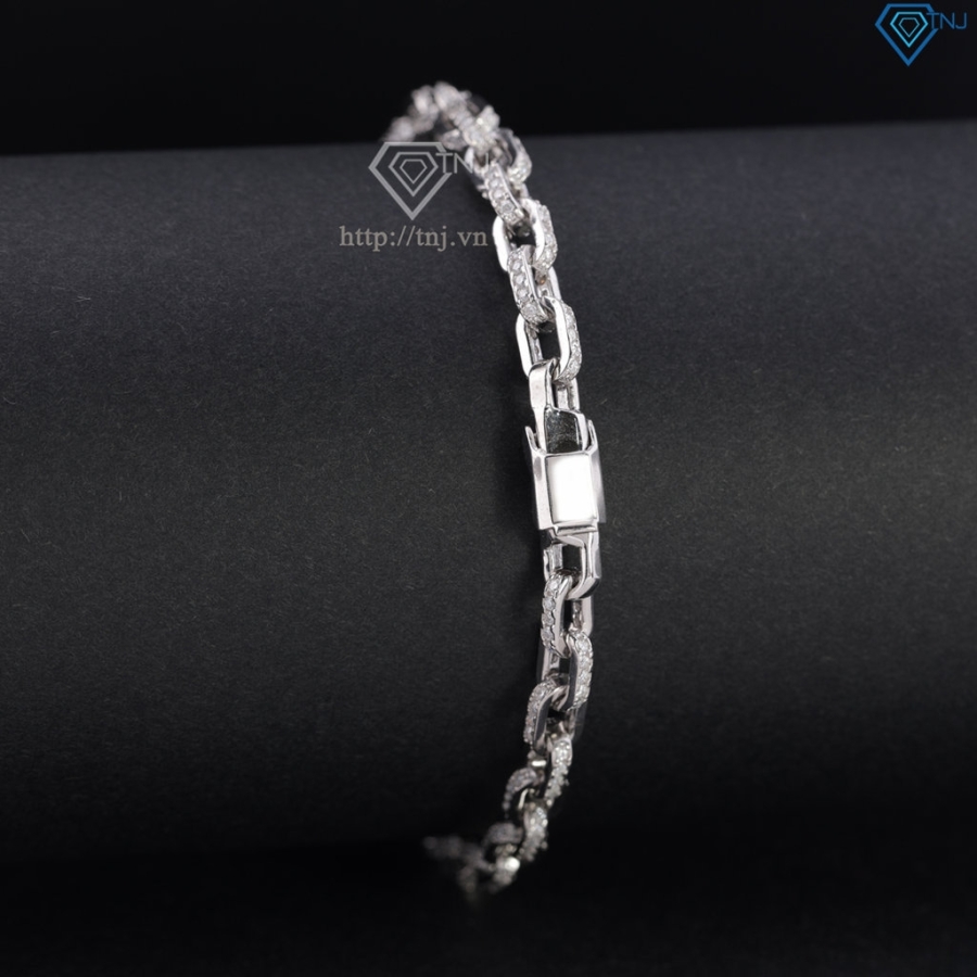 Lắc tay mắt xích cho nam đính full kim cương Moissanite 4mm LTAM0017