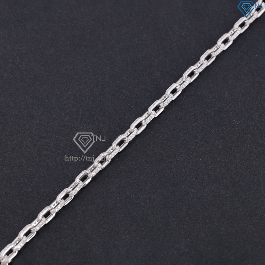Lắc tay mắt xích cho nam đính full kim cương Moissanite 4mm LTAM0017