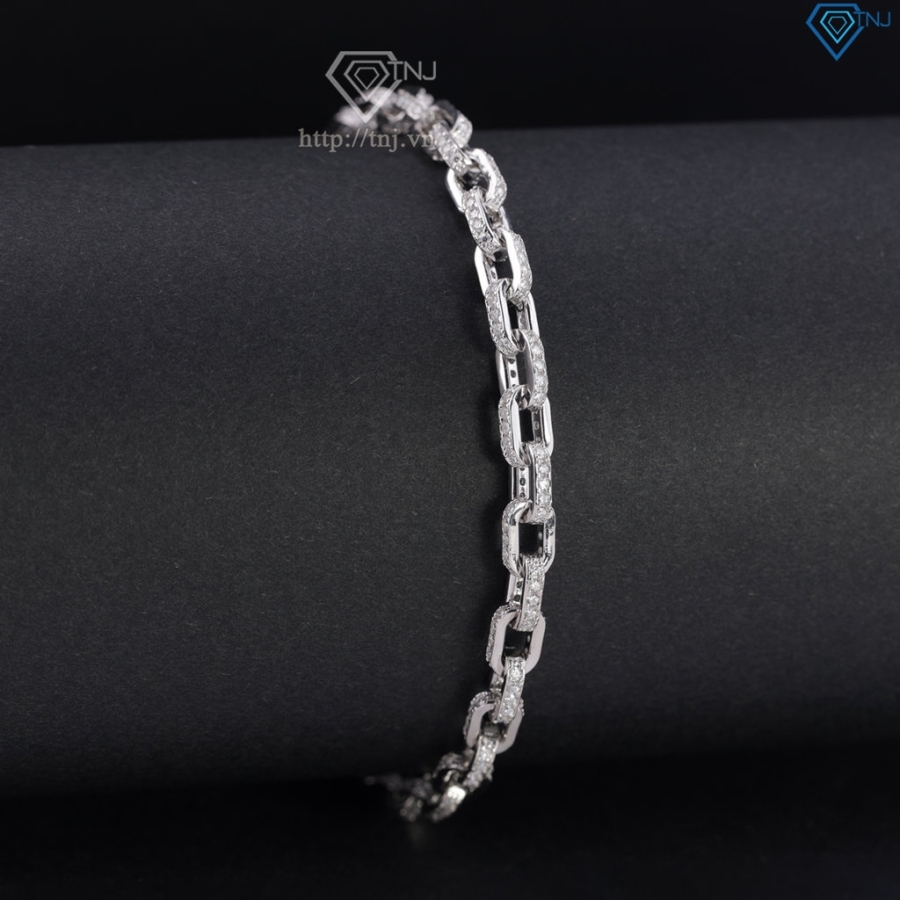 Lắc tay mắt xích cho nam đính full kim cương Moissanite 4mm LTAM0017