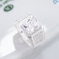 Nhẫn nam bạc 925 đính đá chữ nhật đẹp NNA0905