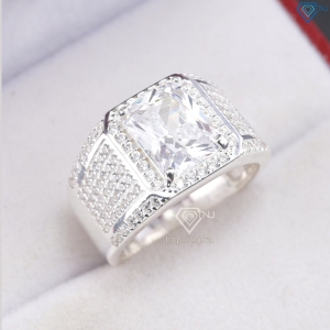 Nhẫn nam bạc 925 đính đá chữ nhật đẹp NNA0905