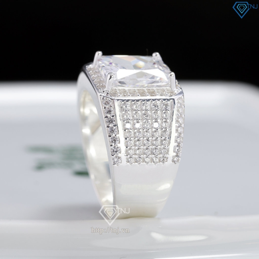Nhẫn nam bạc 925 đính đá chữ nhật đẹp NNA0905