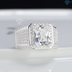 Nhẫn nam bạc 925 đính đá chữ nhật đẹp NNA0905