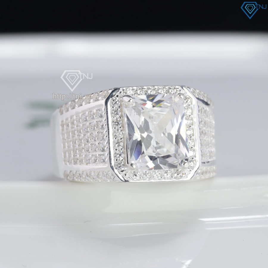 Nhẫn nam bạc 925 đính đá chữ nhật đẹp NNA0905