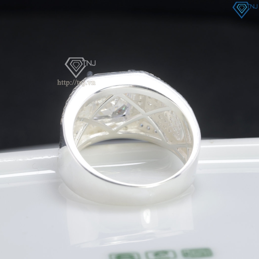 Nhẫn nam bạc 925 đính đá chữ nhật đẹp NNA0905