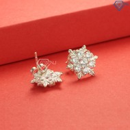 Bông tai bạc nữ hoa tuyết đính đá trắng đẹp BTN0095 - Trang Sức TNJ