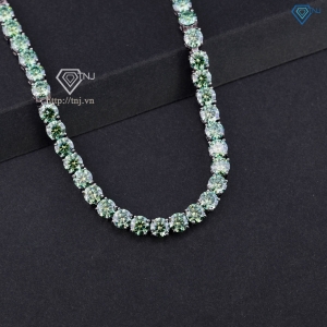 Lắc tay bạc nam Tennis đính full Moissanite xanh 5mm LTAM0005
