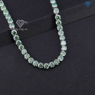 Lắc tay bạc nam Tennis đính full Moissanite xanh 5mm LTAM0005