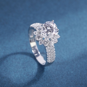 Nhẫn bạc nữ mặt bông hoa đá chủ cao xi kim NN0547-XK