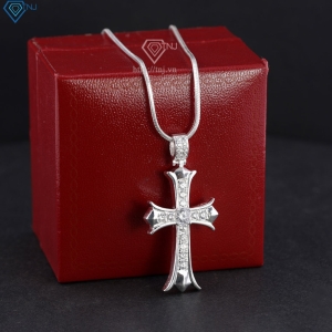 Dây chuyền bạc nam mặt thánh giá đính đá DCA0208