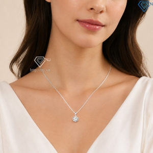 Dây chuyền nữ đính Moissanite 8.0mm đơn giản DCNM0016