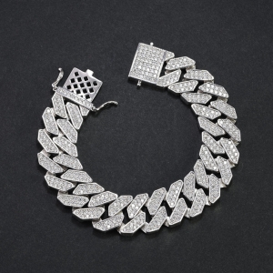 Lắc tay nam Cuban đính full kim cương Moissanite LTAM0004
