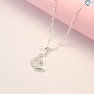 Dây chuyền bạc nữ mặt trái tim đôi đính đá đẹp DCN0445 - Trang Sức TNJ