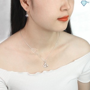 Dây chuyền bạc nữ mặt trái tim đôi đính đá đẹp DCN0445 - Trang Sức TNJ