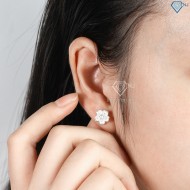 Bông tai bạc nữ hoa mai đính đá đẹp BTN0098 - Trang Sức TNJ