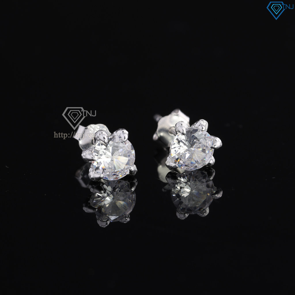 Bông tai bạc nam móng rồng đính đá 6mm BTA0114.2