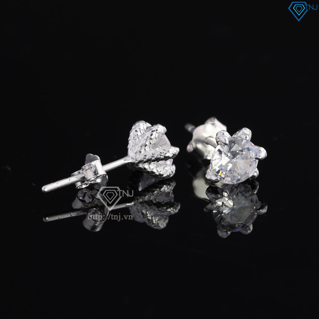 Bông tai bạc nam móng rồng đính đá 6mm BTA0114.2