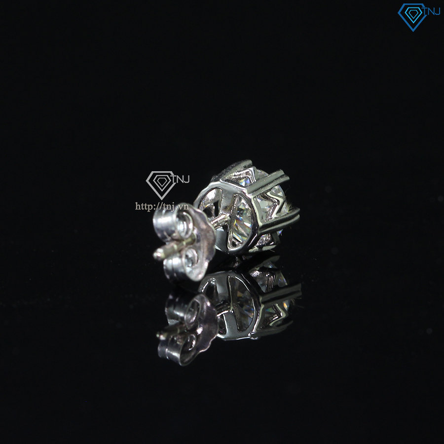 Bông tai bạc nam đính kim cương Moissanite cá tính 6mm BTAM0009