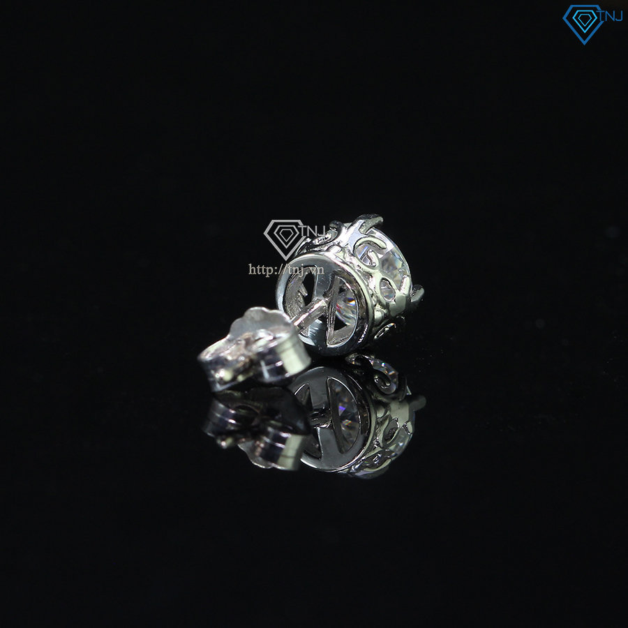 Bông tai bạc nam đính kim cương nhân tạo 6mm BTAM0010
