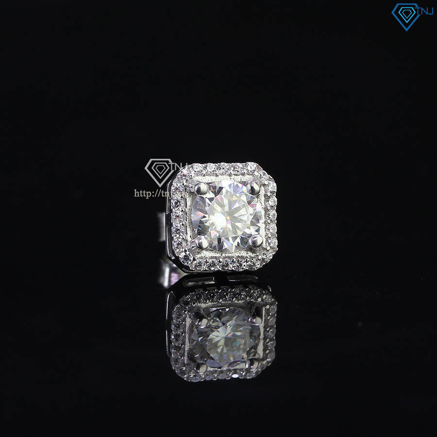 Bông tai nam mặt vuông đính kim cương Moissanite 6mm BTAM0018