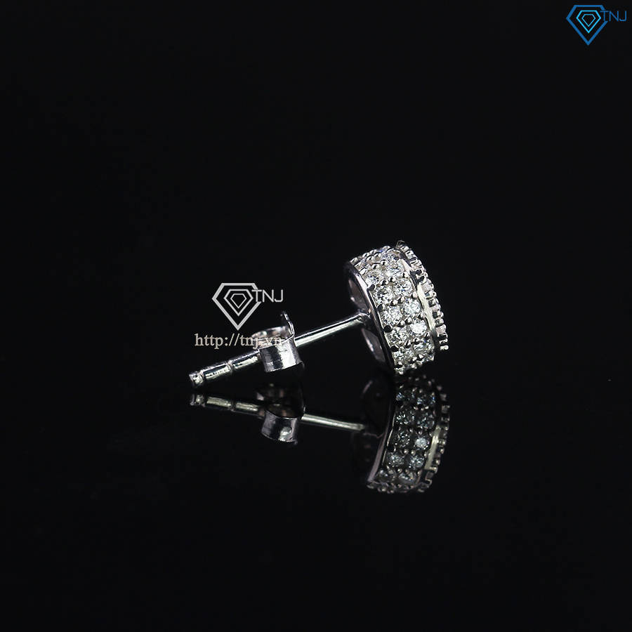 Bông tai bạc mặt tròn đính full kim cương Moissanite BTAM0035