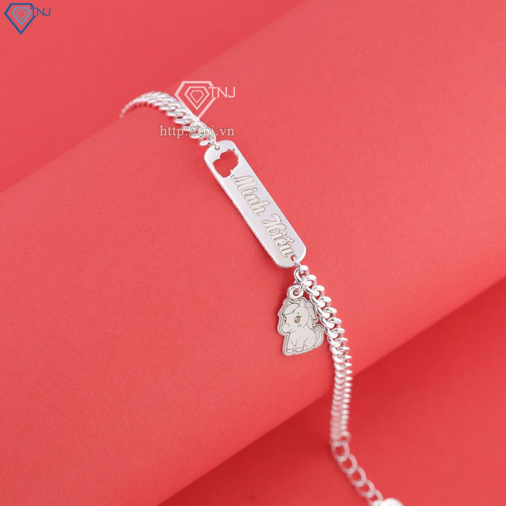 Lắc bạc cho bé khắc tên theo yêu cầu hình con ngựa LTT0219