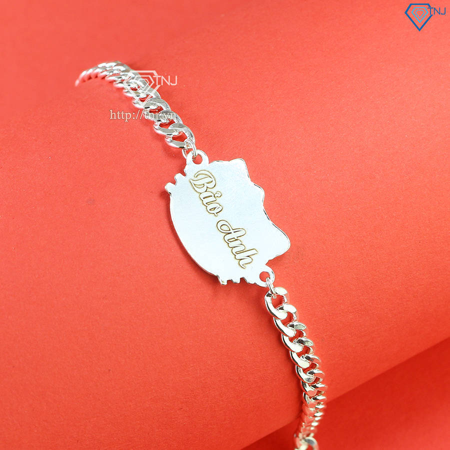 Lắc bạc cho bé khắc tên hình Hello Kitty LTT0166