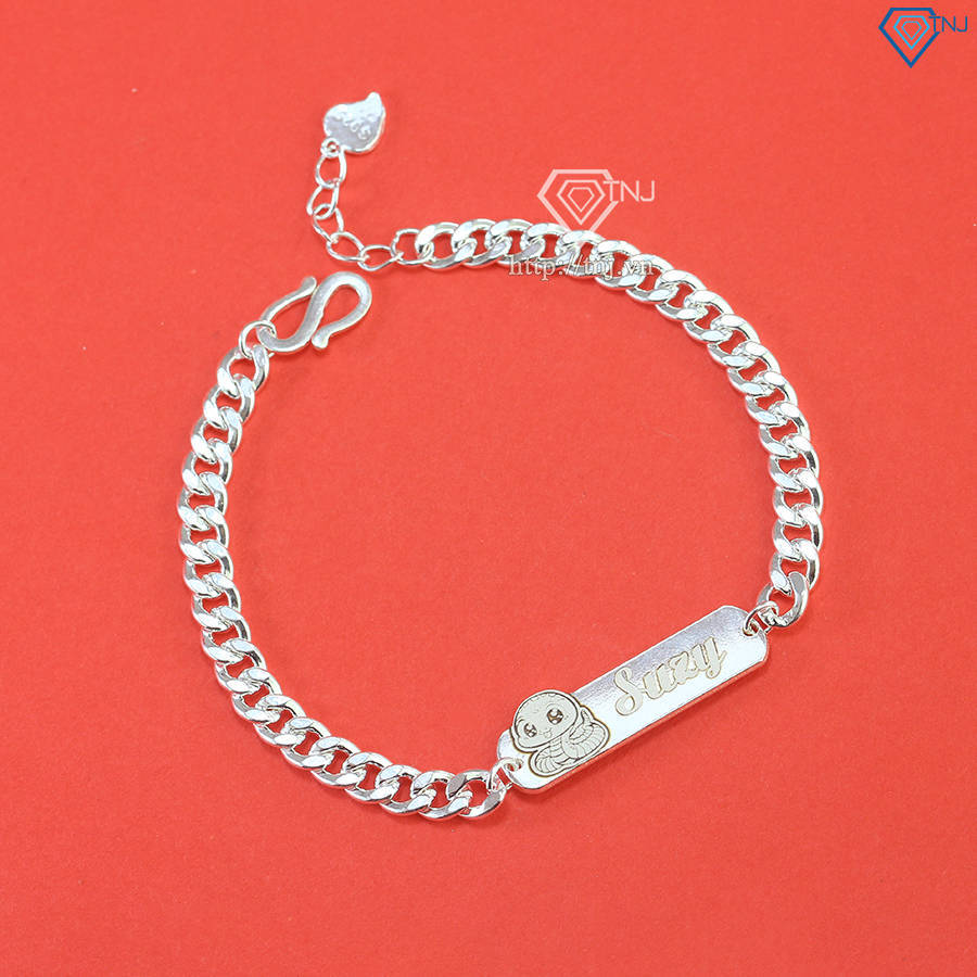 Lắc bạc cho bé khắc tên hình con rắn đẹp LTT0177