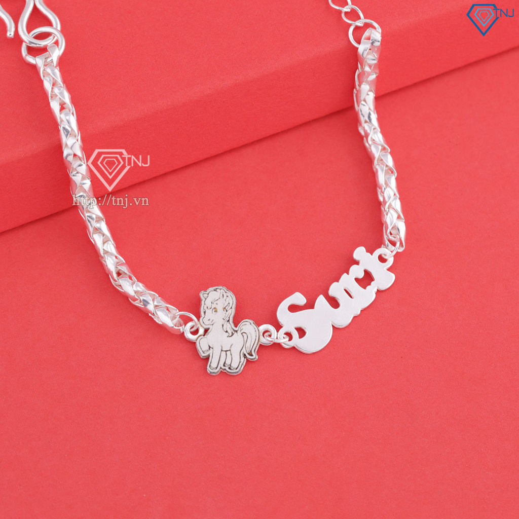 Lắc bạc cho bé khắc tên hình con ngựa LTT0201