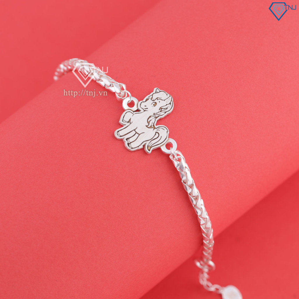 Lắc tay bạc cho bé khắc tên hình con ngựa LTT0203