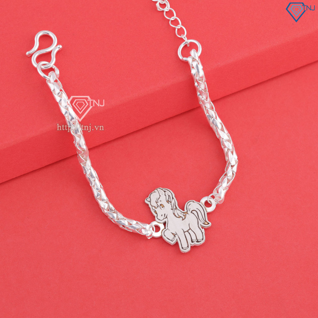 Lắc tay bạc cho bé khắc tên hình con ngựa LTT0203