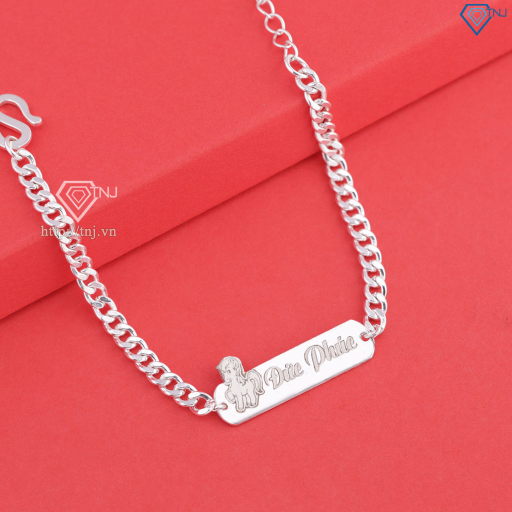 Lắc bạc cho bé khắc tên hình con ngựa đẹp LTT0205