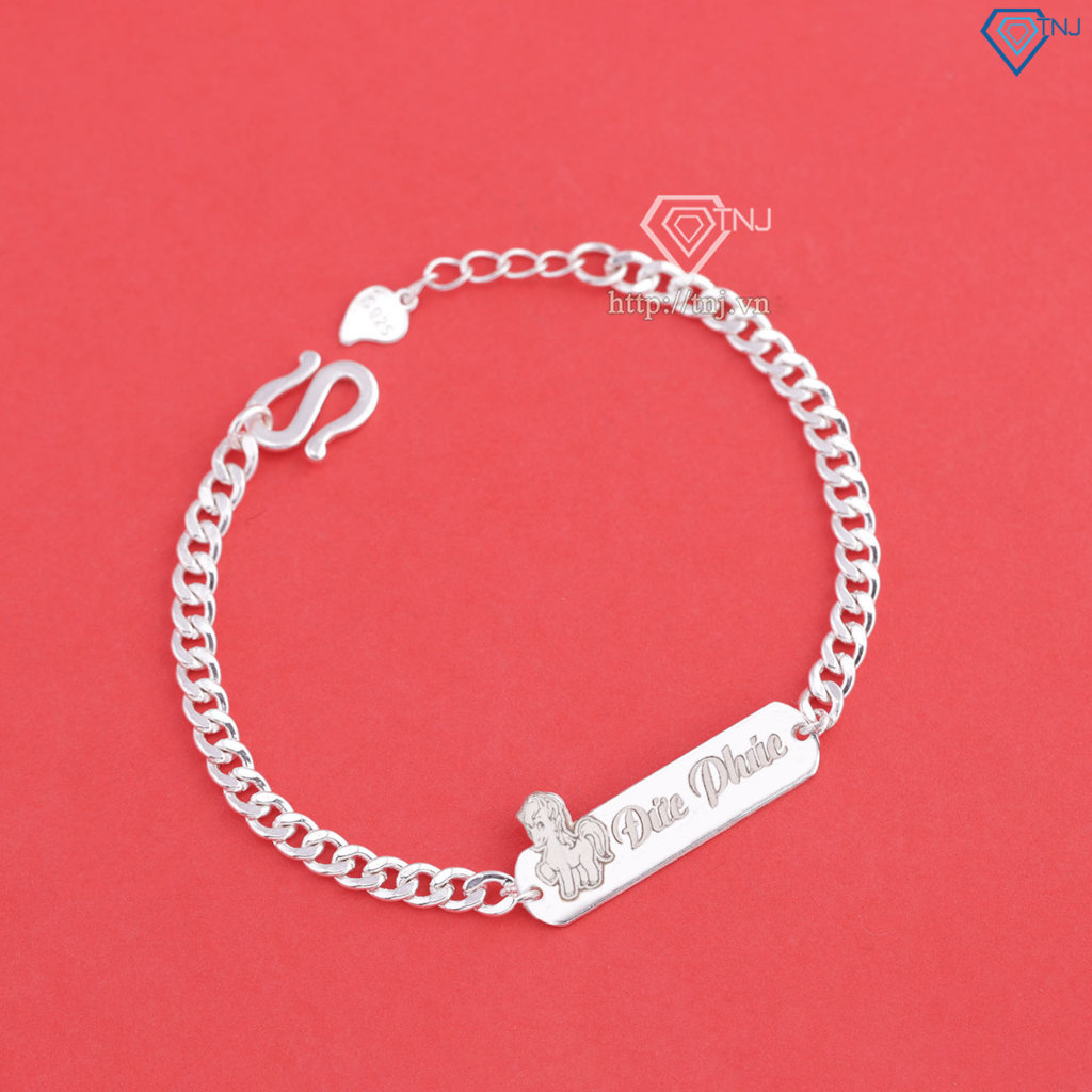 Lắc bạc cho bé khắc tên hình con ngựa đẹp LTT0205