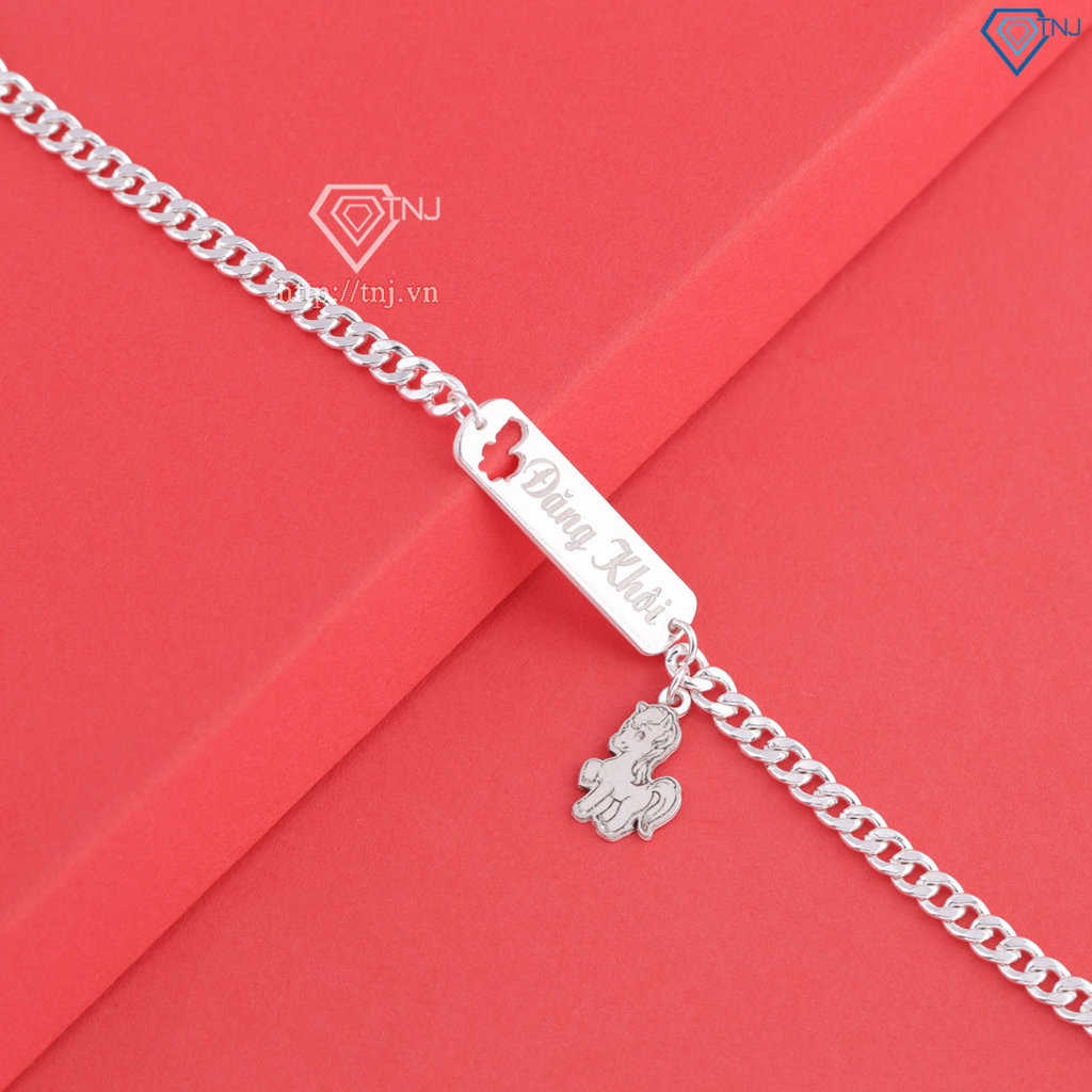 Lắc bạc cho bé khắc tên theo yêu cầu hình con ngựa LTT0206