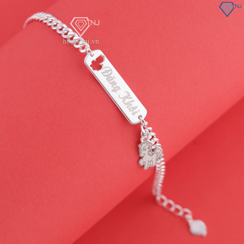 Lắc bạc cho bé khắc tên theo yêu cầu hình con ngựa LTT0206